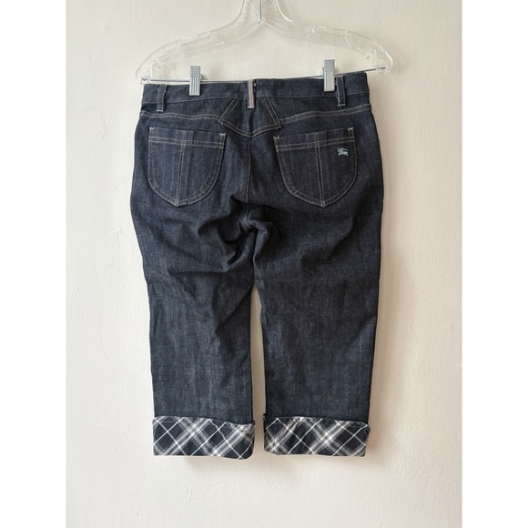 Burberry Blue Label Nova Check Dark Wash Denim Capris Size 25 - Picture 2 of 6
